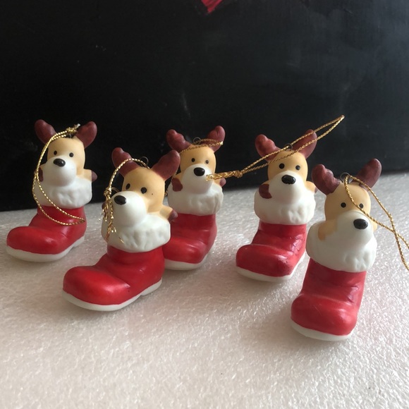 Vintage Homco ceramic Reindeer Christmas ornaments-5pcs - Picture 7 of 9